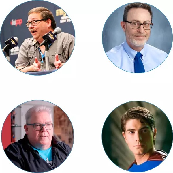 Photo des auteurs : Mike Carlin, Brandon Routh, Edward Gross et Robert Greenberger