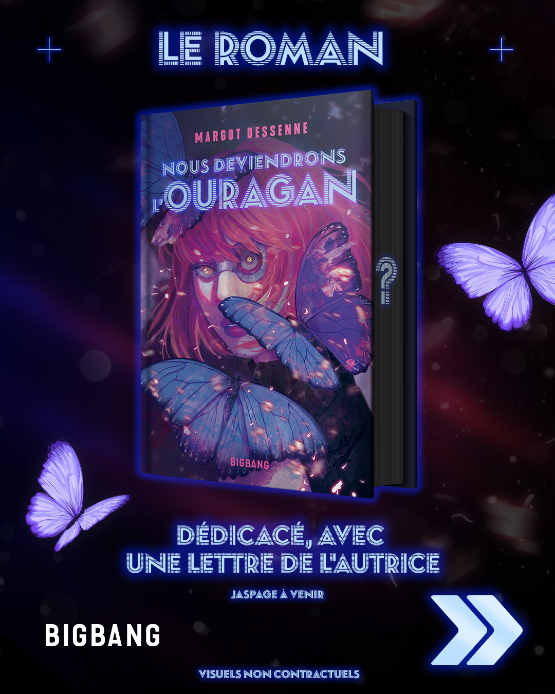 couverture du roman dédicacé avec une lettre de l'autrice